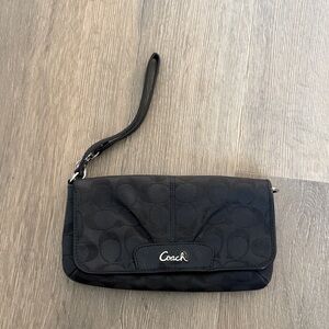 Coach Signature Black Wristlet Clutch